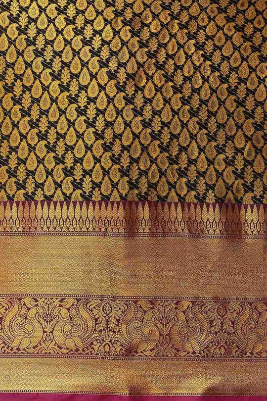 Bina Black Brocade Woven Ready to Wear One Minute Saree