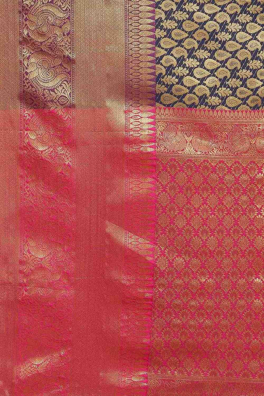 Bina Navy Blue Brocade Woven Ready to Wear One Minute Saree