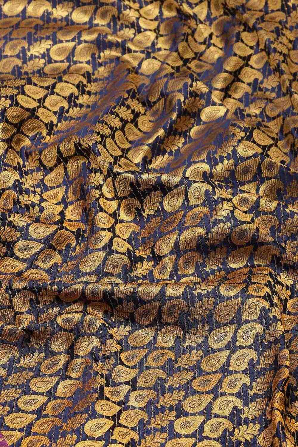 Bina Navy Blue Brocade Woven Ready to Wear One Minute Saree