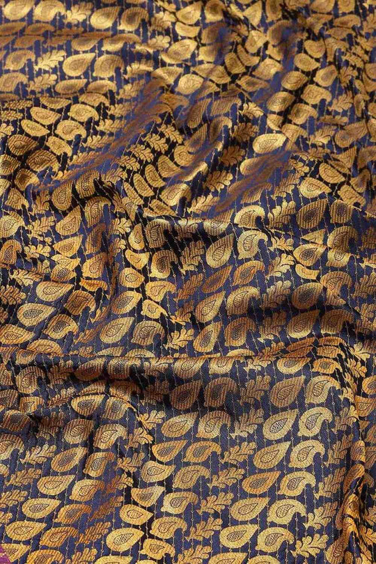Bina Navy Blue Brocade Woven Ready to Wear One Minute Saree