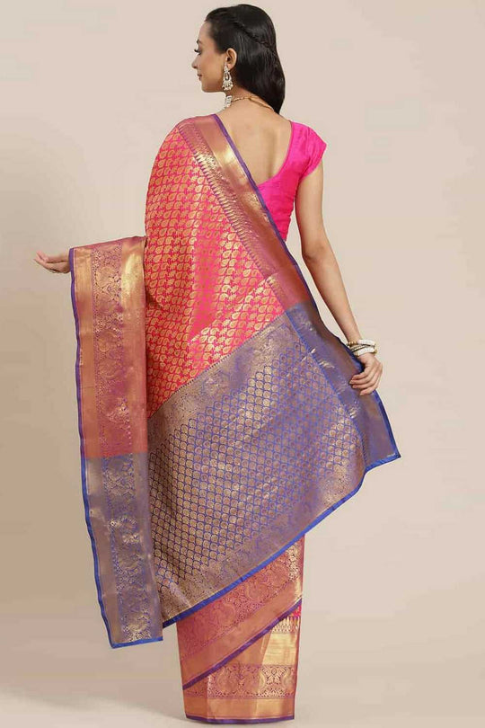 Bina Pink Brocade Woven Ready to Wear One Minute Saree