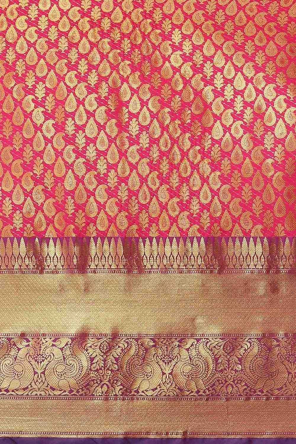 Bina Pink Brocade Woven Ready to Wear One Minute Saree