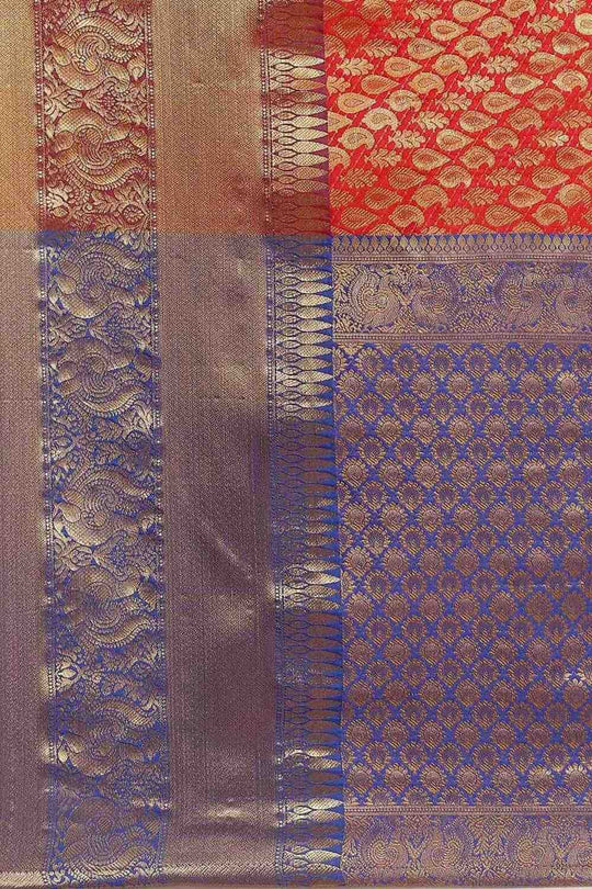 Bina Red Brocade Woven Ready to Wear One Minute Saree