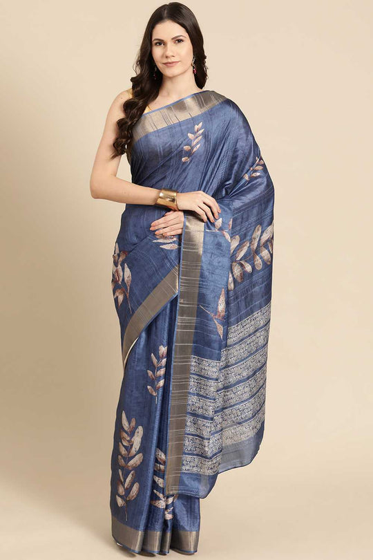 Lucia Blue Soft Silk Floral Digital Printed Ready to Wear One Minute Saree