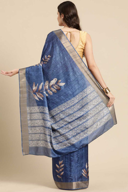 Lucia Blue Soft Silk Floral Digital Printed Ready to Wear One Minute Saree
