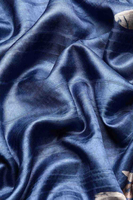 Lucia Blue Soft Silk Floral Digital Printed Ready to Wear One Minute Saree