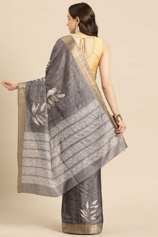 Lucia Brown Soft Silk Floral Digital Printed Ready to Wear One Minute Saree