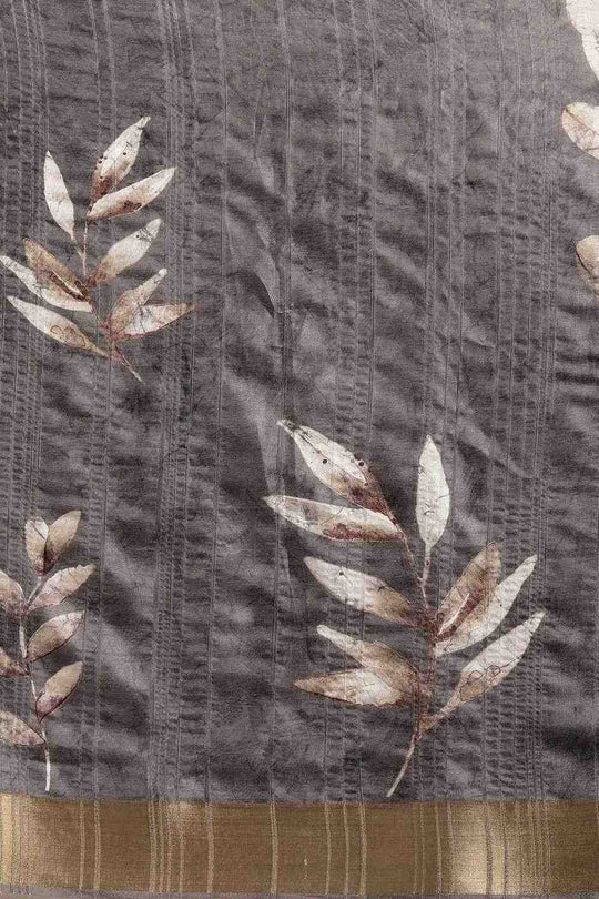 Lucia Brown Soft Silk Floral Digital Printed Ready to Wear One Minute Saree