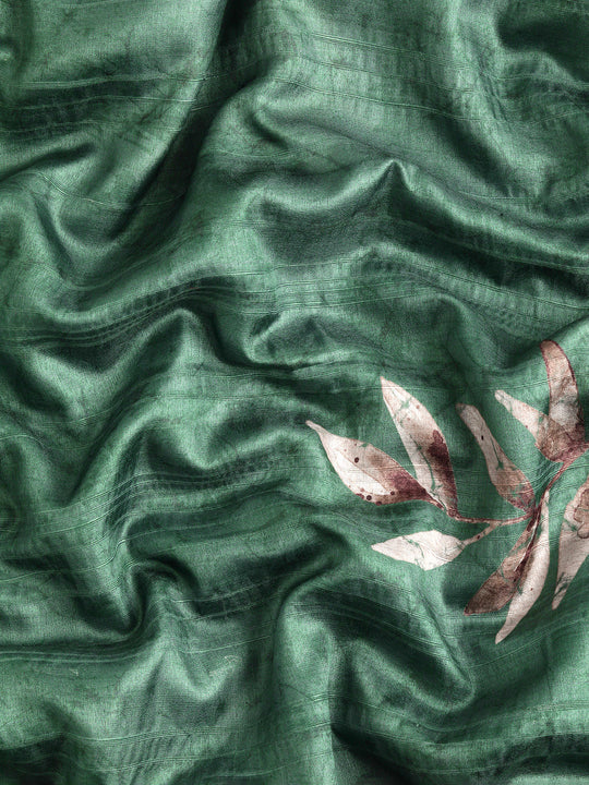 Lucia Green Soft Silk Floral Digital Printed Ready to Wear One Minute Saree