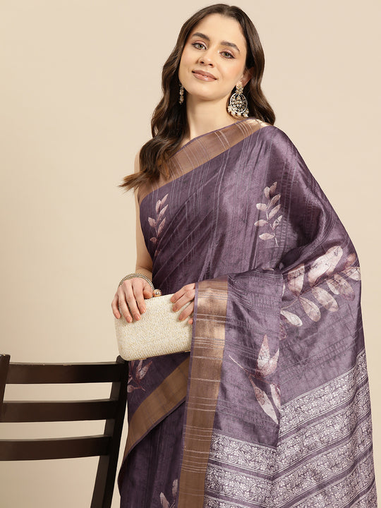 Lucia Lavender Soft Silk Floral Digital Printed Ready to Wear One Minute Saree