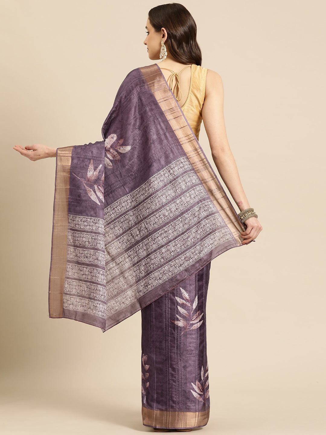 Lucia Lavender Soft Silk Floral Digital Printed Ready to Wear One Minute Saree