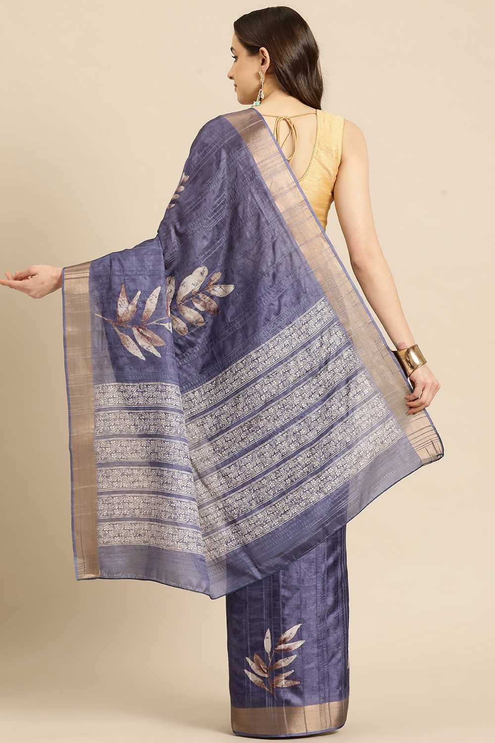 Lucia Blue Soft Silk Floral Digital Printed Ready to Wear One Minute Saree