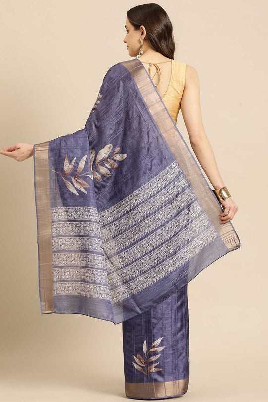 Lucia Blue Soft Silk Floral Digital Printed Ready to Wear One Minute Saree