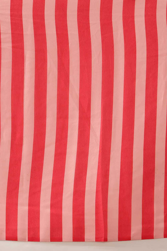 Eva Pink Mul Cotton Striped Digital Printed Ready to Wear One Minute Saree