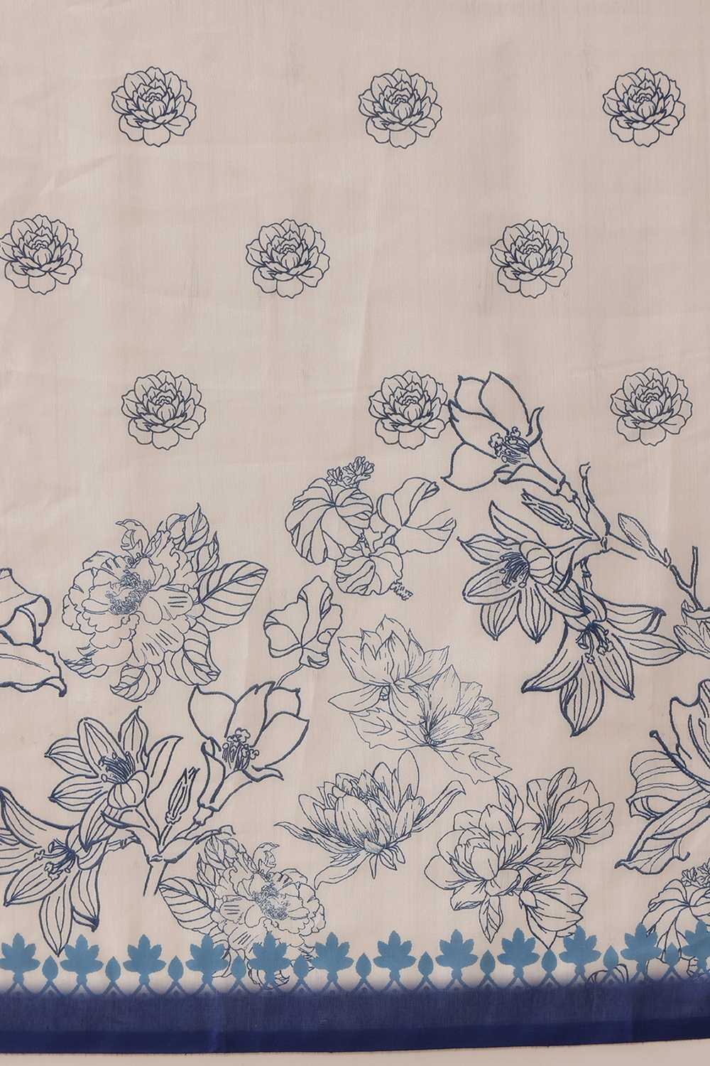 Eva White Mul Cotton Kalamkari Digital Printed Ready to Wear One Minute Saree