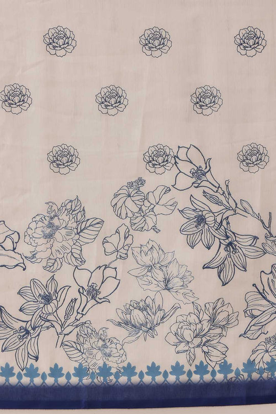 Eva White Mul Cotton Kalamkari Digital Printed Ready to Wear One Minute Saree