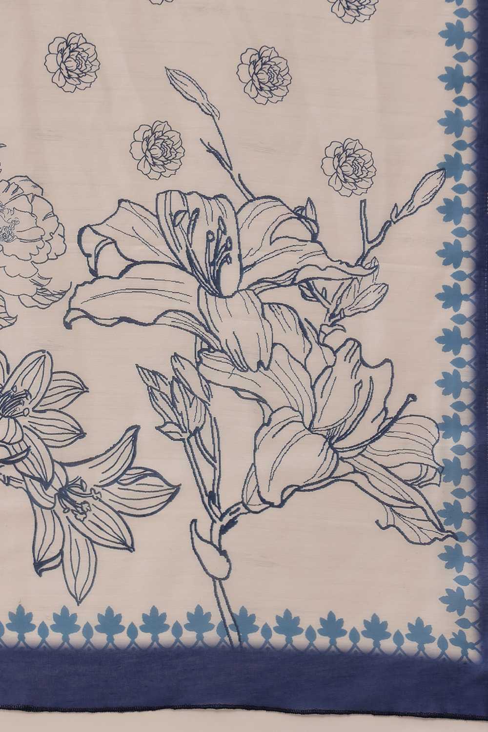 Eva White Mul Cotton Kalamkari Digital Printed Ready to Wear One Minute Saree