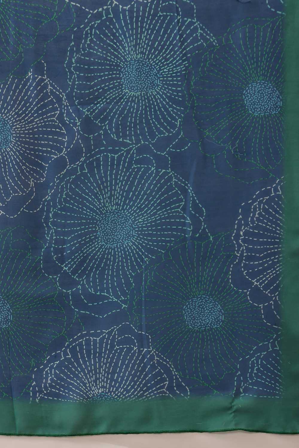 Eva Teal Mul Cotton Floral Digital Printed Ready to Wear One Minute Saree