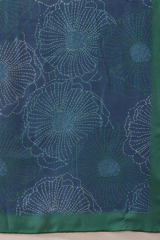 Eva Teal Mul Cotton Floral Digital Printed Ready to Wear One Minute Saree