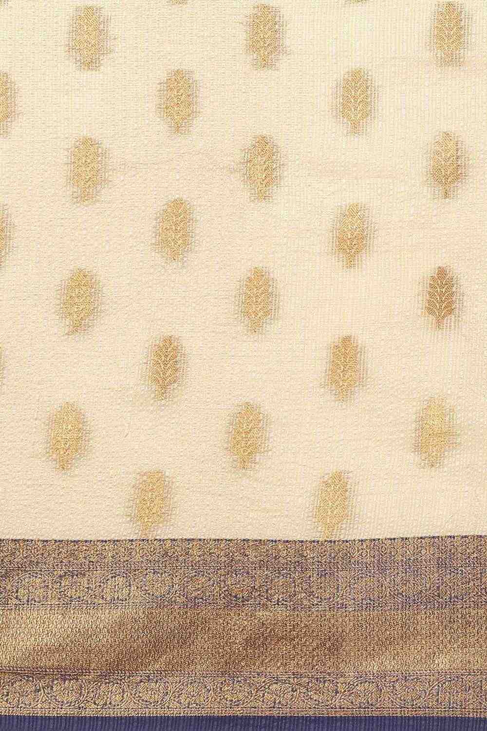 Anise Navy Blue Tissue Floral Woven Ready to Wear One Minute Saree