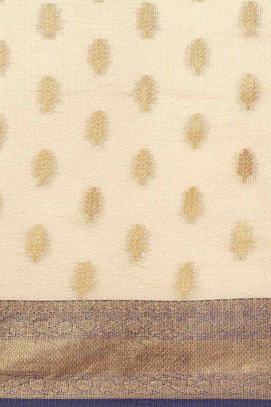 Anise Navy Blue Tissue Floral Woven Ready to Wear One Minute Saree