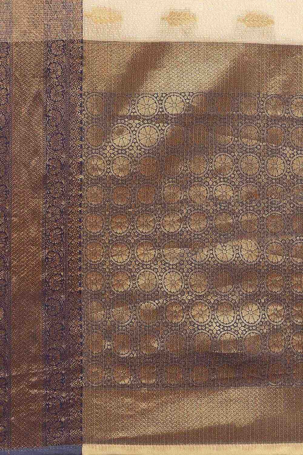 Anise Navy Blue Tissue Floral Woven Ready to Wear One Minute Saree