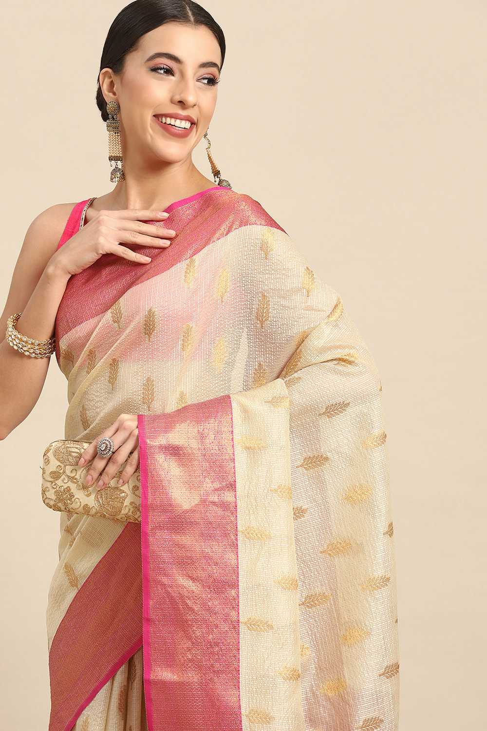 Anise Yellow Tissue Floral Woven Ready to Wear One Minute Saree