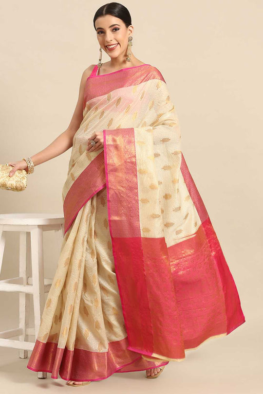 Anise Yellow Tissue Floral Woven Ready to Wear One Minute Saree