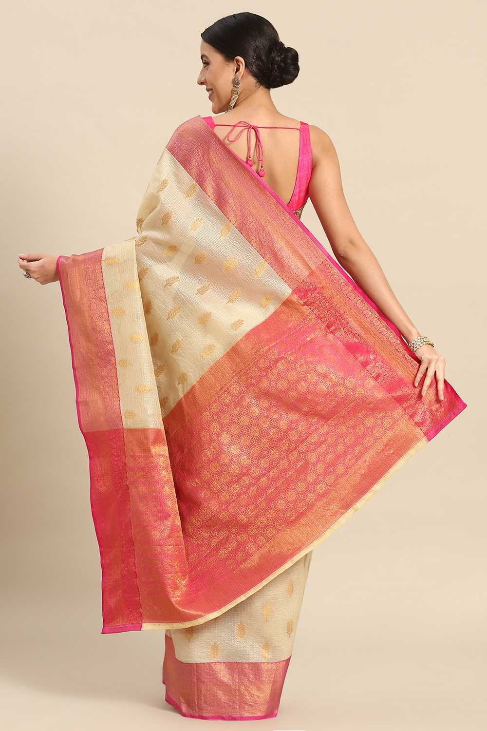 Anise Yellow Tissue Floral Woven Ready to Wear One Minute Saree