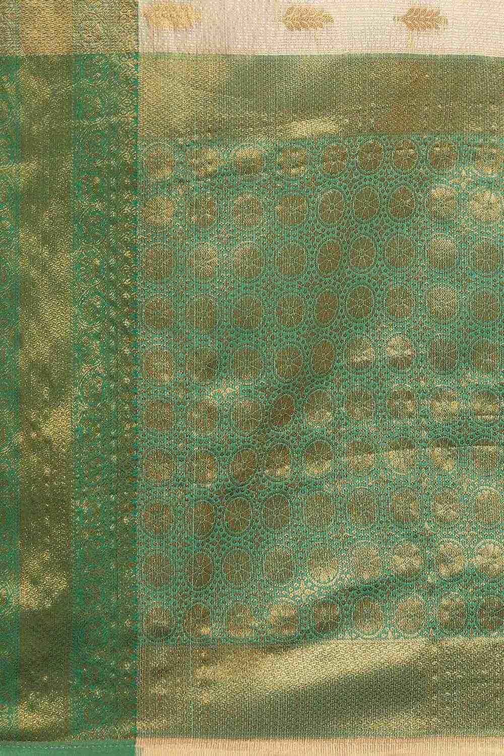 Anise Green Tissue Floral Woven Ready to Wear One Minute Saree