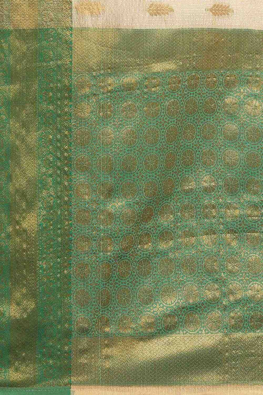 Anise Green Tissue Floral Woven Ready to Wear One Minute Saree