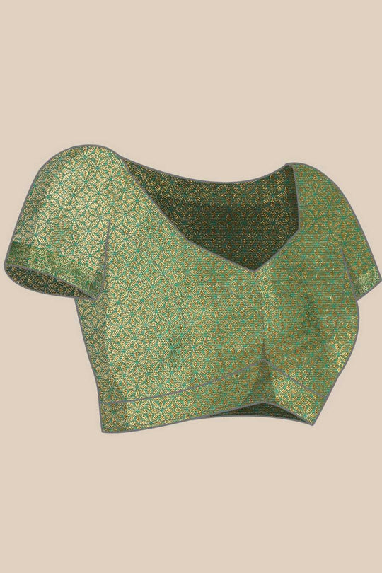Anise Green Tissue Floral Woven Ready to Wear One Minute Saree