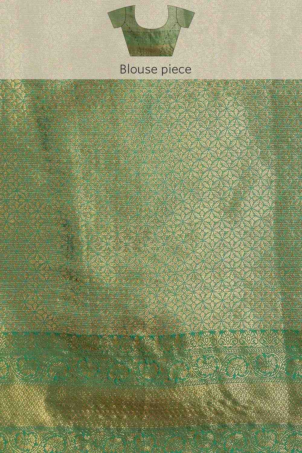 Anise Green Tissue Floral Woven Ready to Wear One Minute Saree