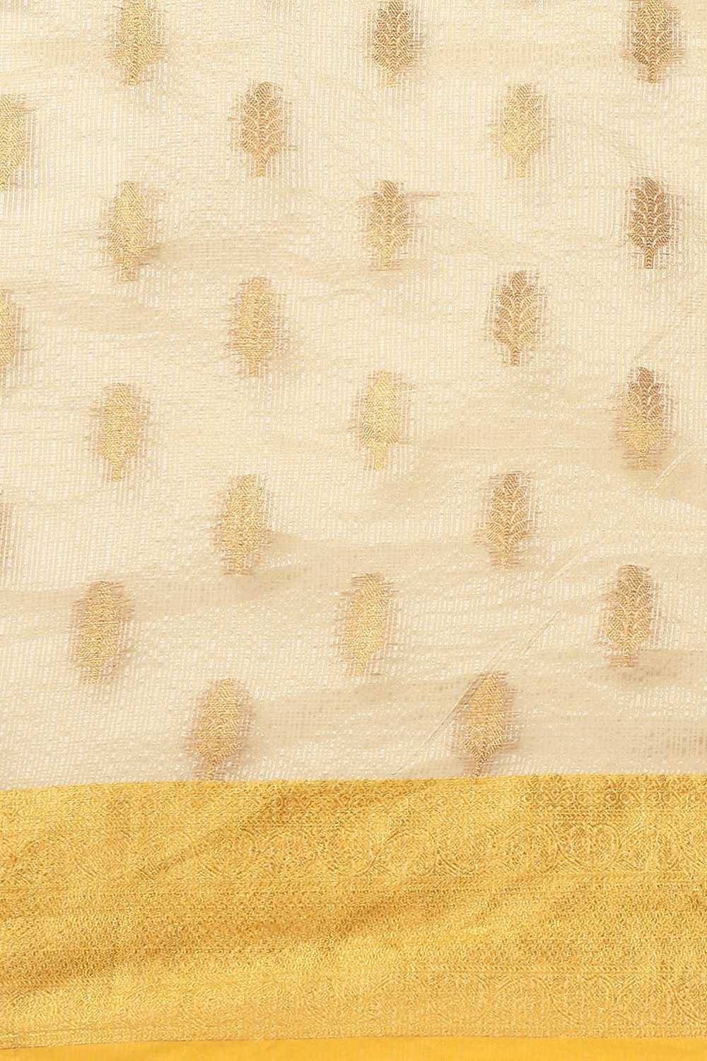 Anise Yellow Tissue Floral Woven Ready to Wear One Minute Saree