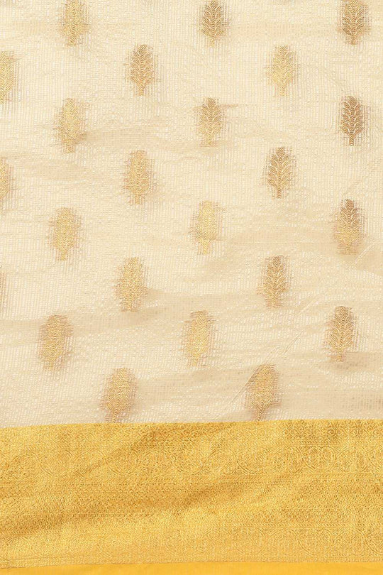 Anise Yellow Tissue Floral Woven Ready to Wear One Minute Saree