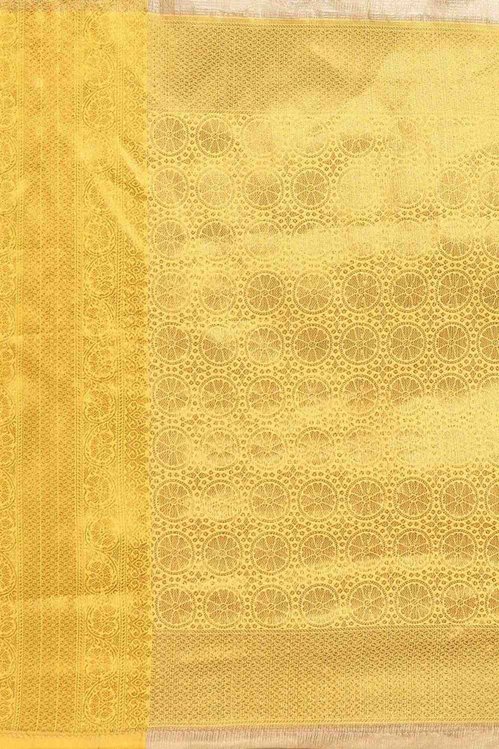 Anise Yellow Tissue Floral Woven Ready to Wear One Minute Saree
