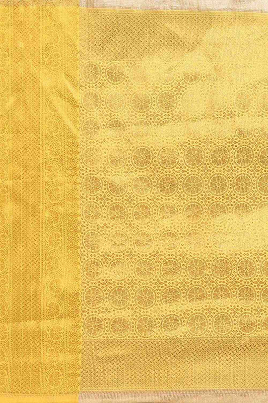 Anise Yellow Tissue Floral Woven Ready to Wear One Minute Saree