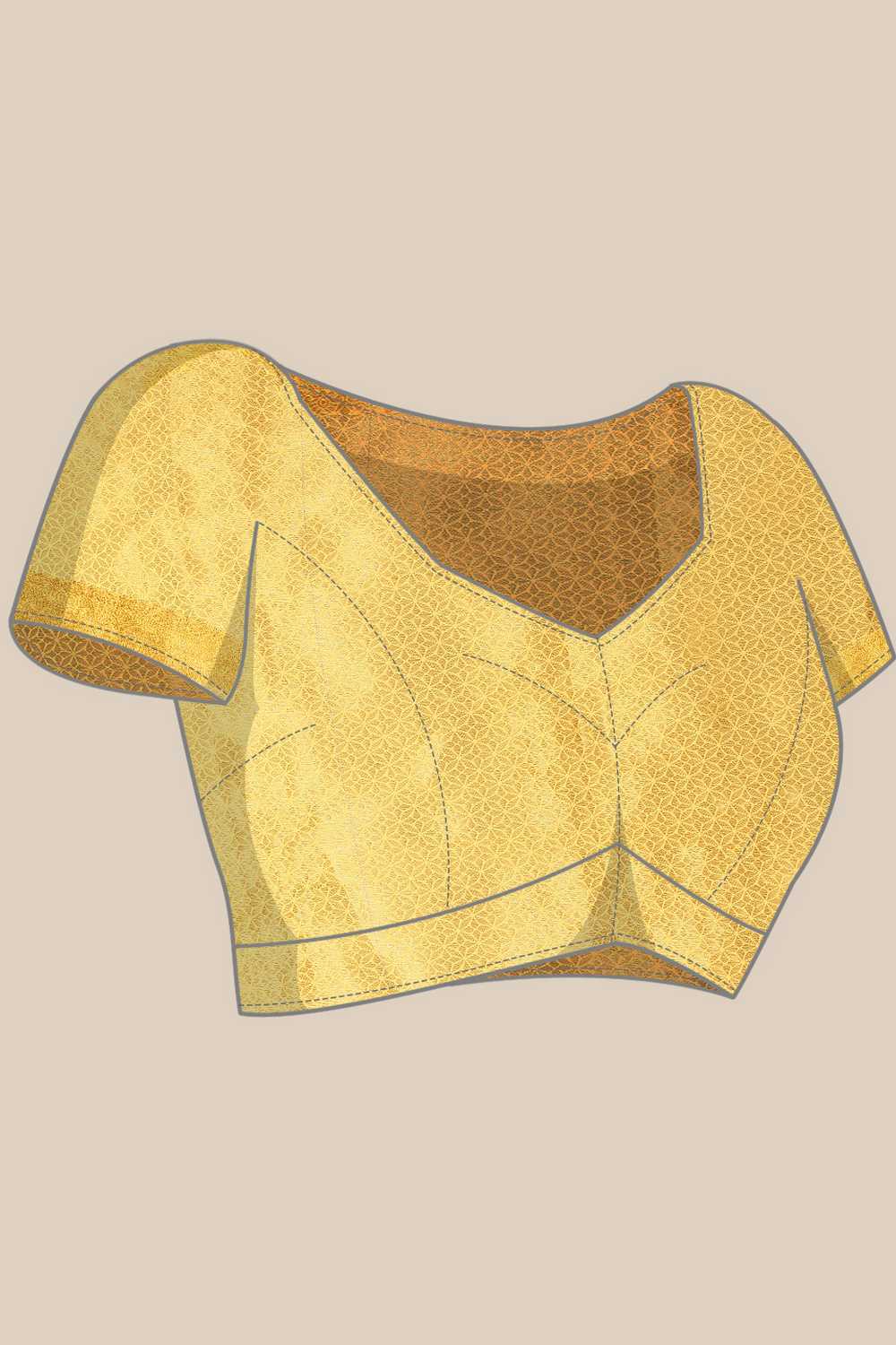 Anise Yellow Tissue Floral Woven Ready to Wear One Minute Saree