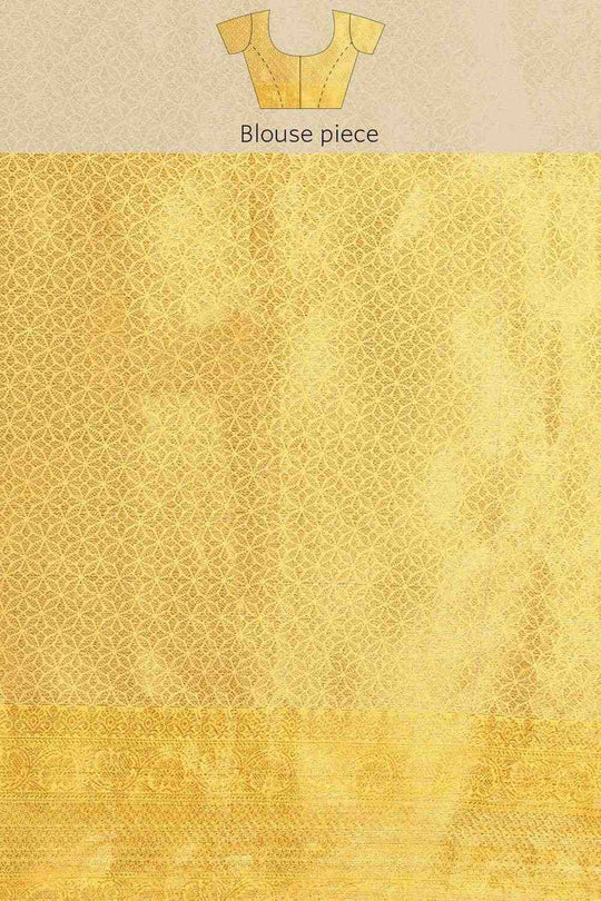Anise Yellow Tissue Floral Woven Ready to Wear One Minute Saree