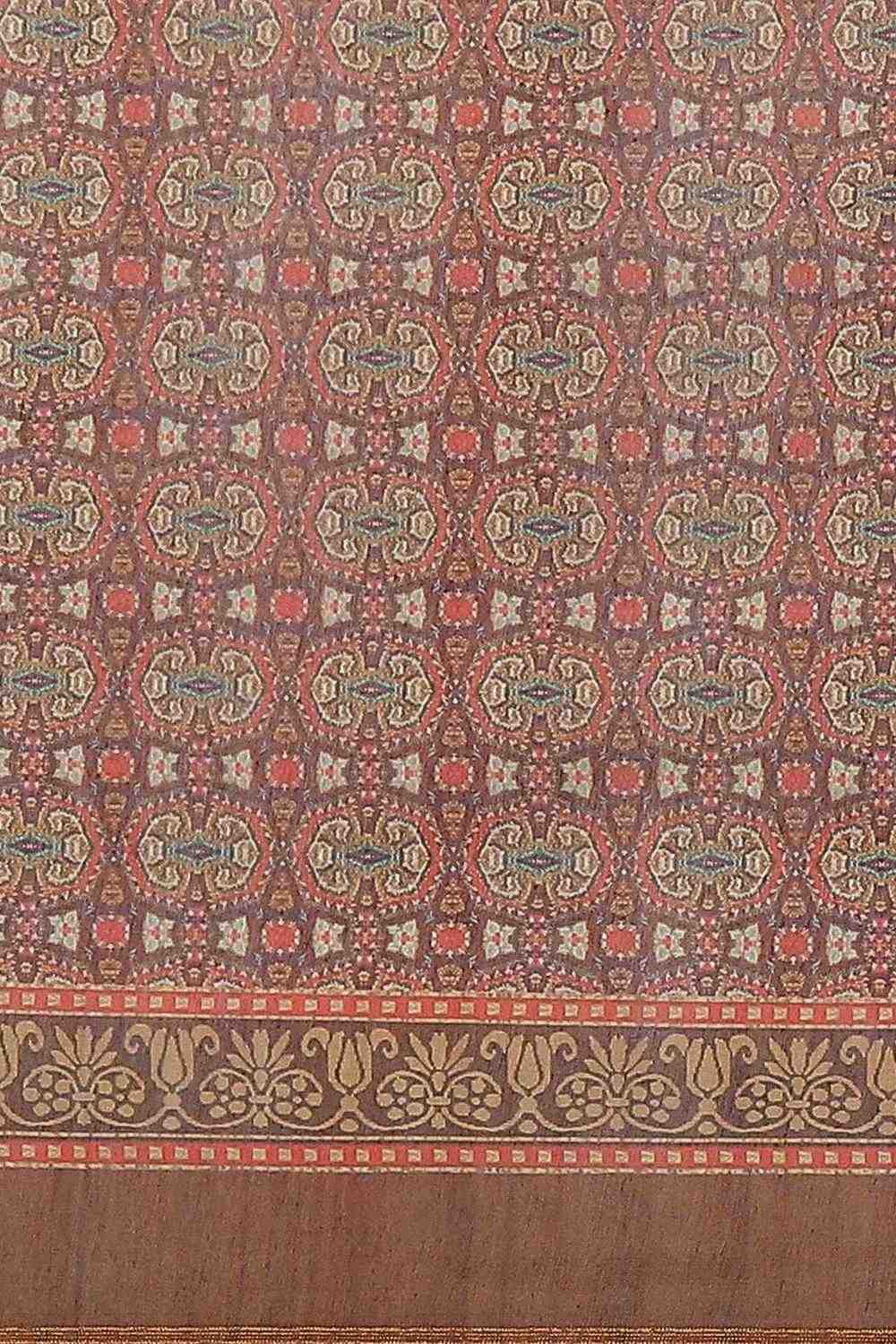 Zora Beige Cotton Blend Kalamkari Digital Printed Ready to Wear One Minute Saree