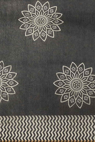Zora Black Cotton Blend Abstract Digital Printed Ready to Wear One Minute Saree