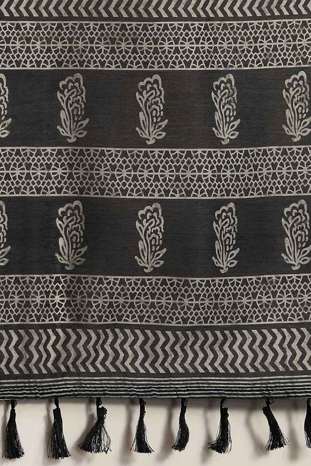 Zora Black Cotton Blend Abstract Digital Printed Ready to Wear One Minute Saree