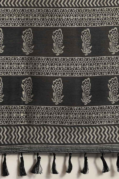 Zora Black Cotton Blend Abstract Digital Printed Ready to Wear One Minute Saree