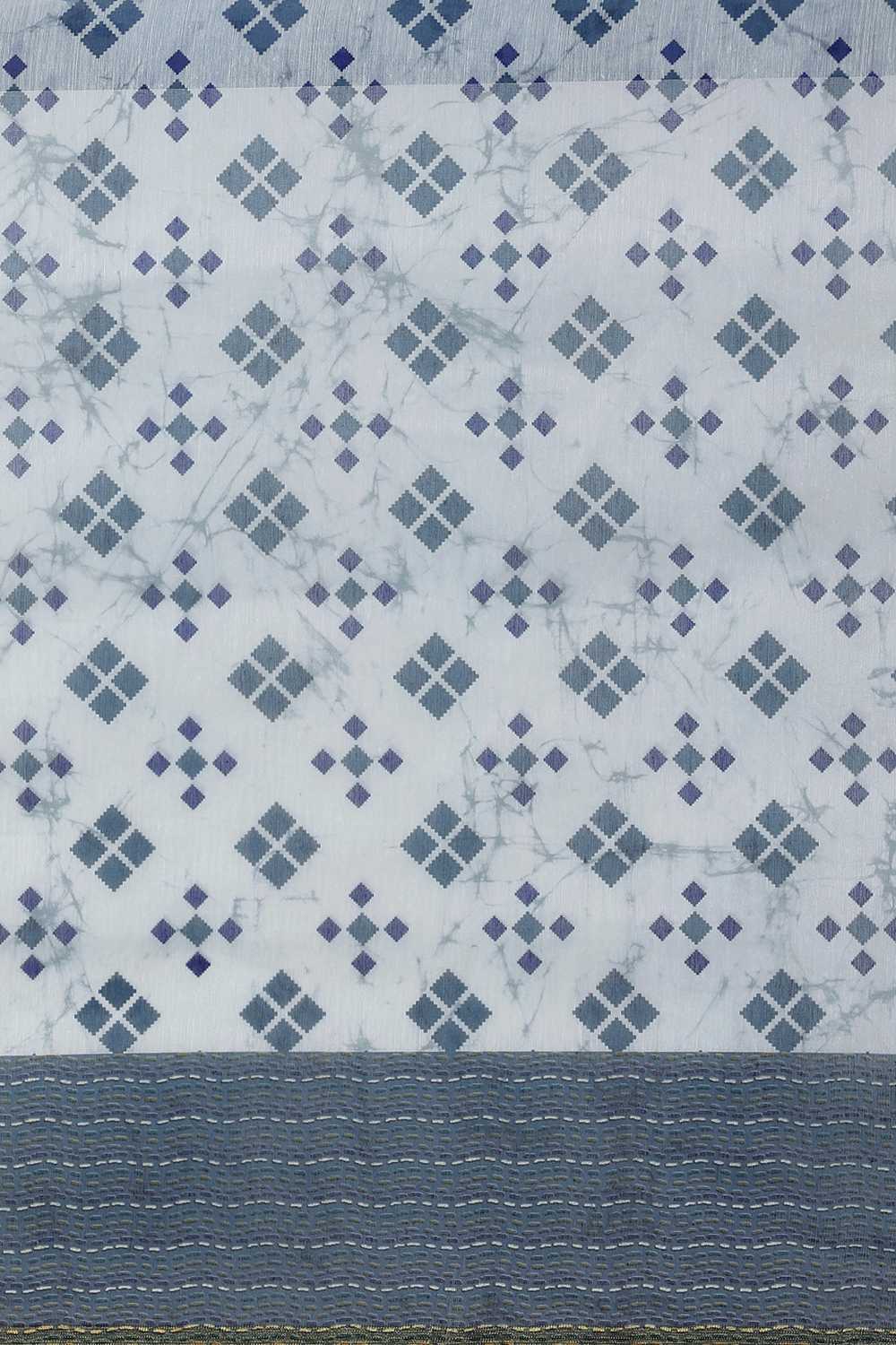 Zora Grey Cotton Blend Geometric Digital Printed Ready to Wear One Minute Saree