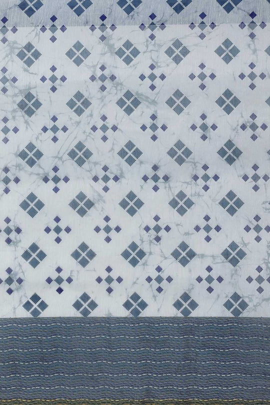 Zora Grey Cotton Blend Geometric Digital Printed Ready to Wear One Minute Saree