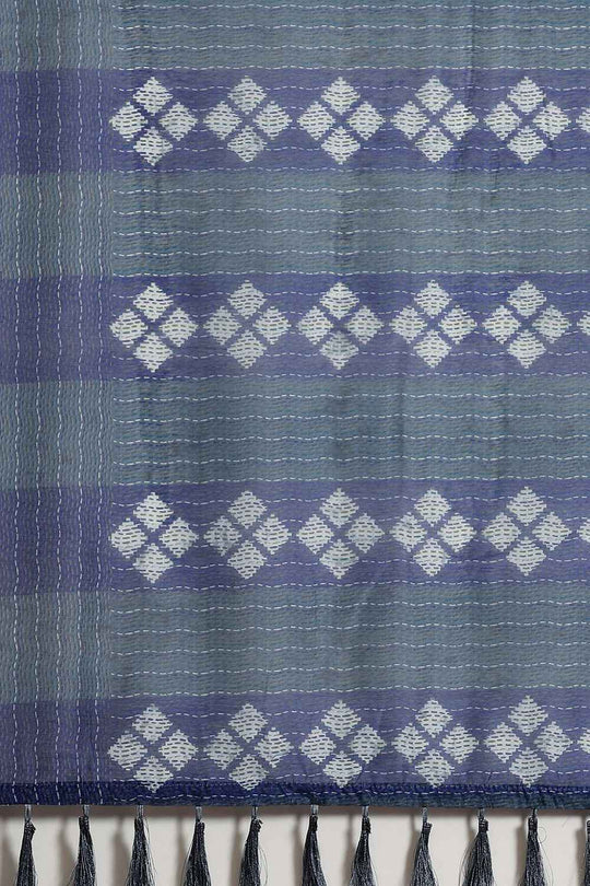 Zora Grey Cotton Blend Geometric Digital Printed Ready to Wear One Minute Saree