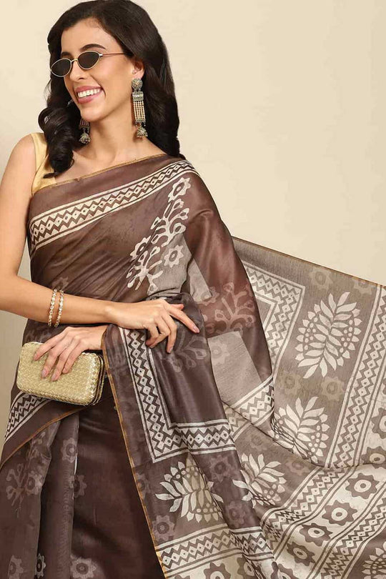 Zora Green Cotton Blend Abstract Digital Printed Ready to Wear One Minute Saree
