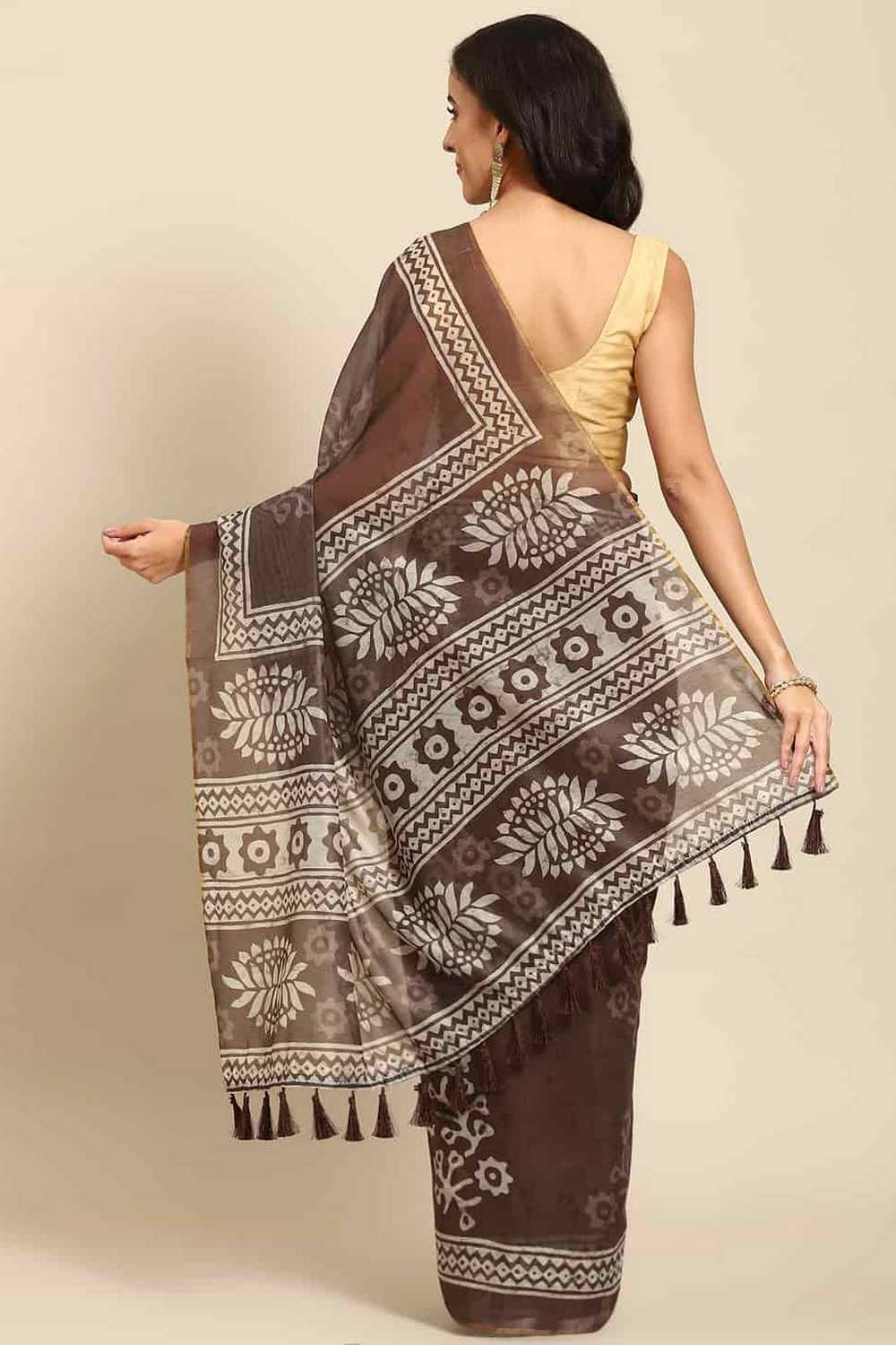 Zora Green Cotton Blend Abstract Digital Printed Ready to Wear One Minute Saree