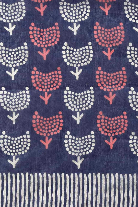 Zora Navy Blue Cotton Blend Abstract Digital Printed Ready to Wear One Minute Saree