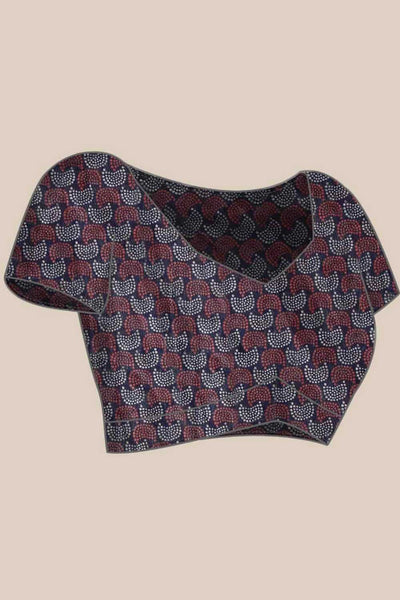 Zora Navy Blue Cotton Blend Abstract Digital Printed Ready to Wear One Minute Saree